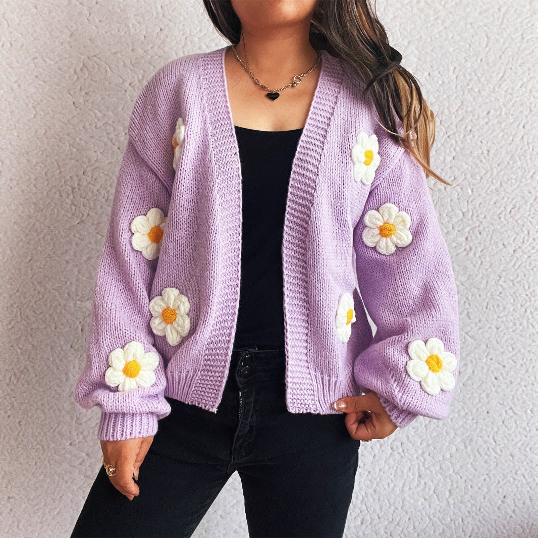 Dames Gebreide Vest met 3D Bloemen Stijlvol Warm