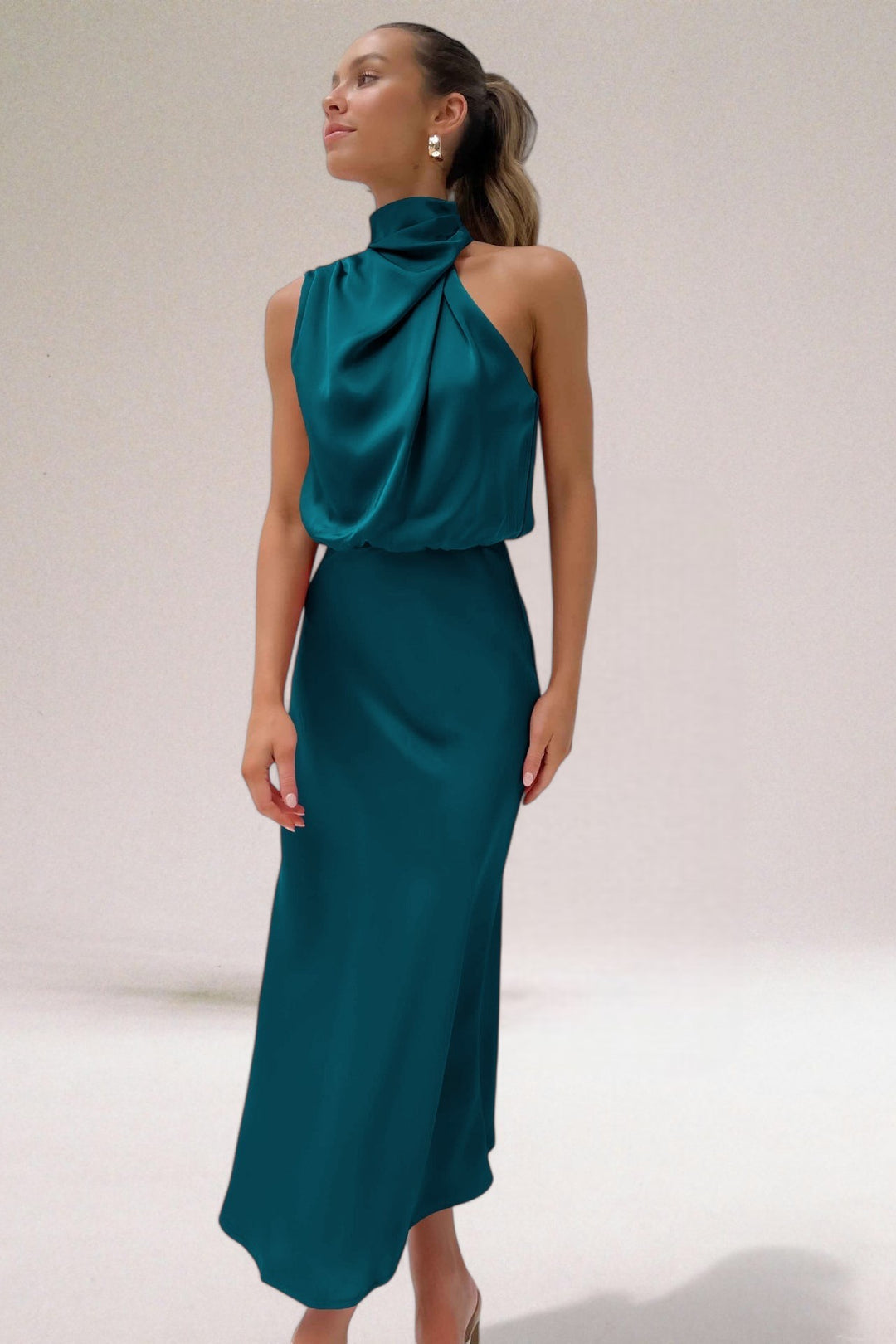 Flavia | Glamoureuze Satijnen Halter Jurk voor Dames