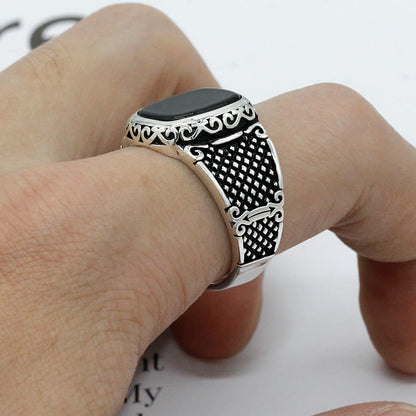 Zilveren Heren Ring met Zwarte Onyx Steen