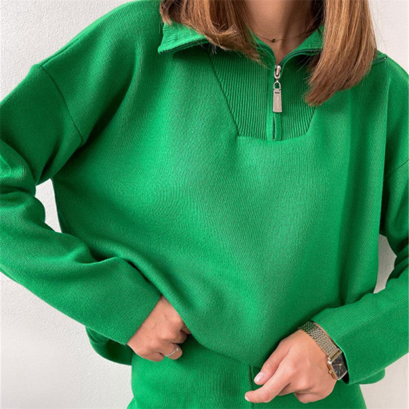 Dames Trui met Kraag en Rits Trendy Basiscollectie