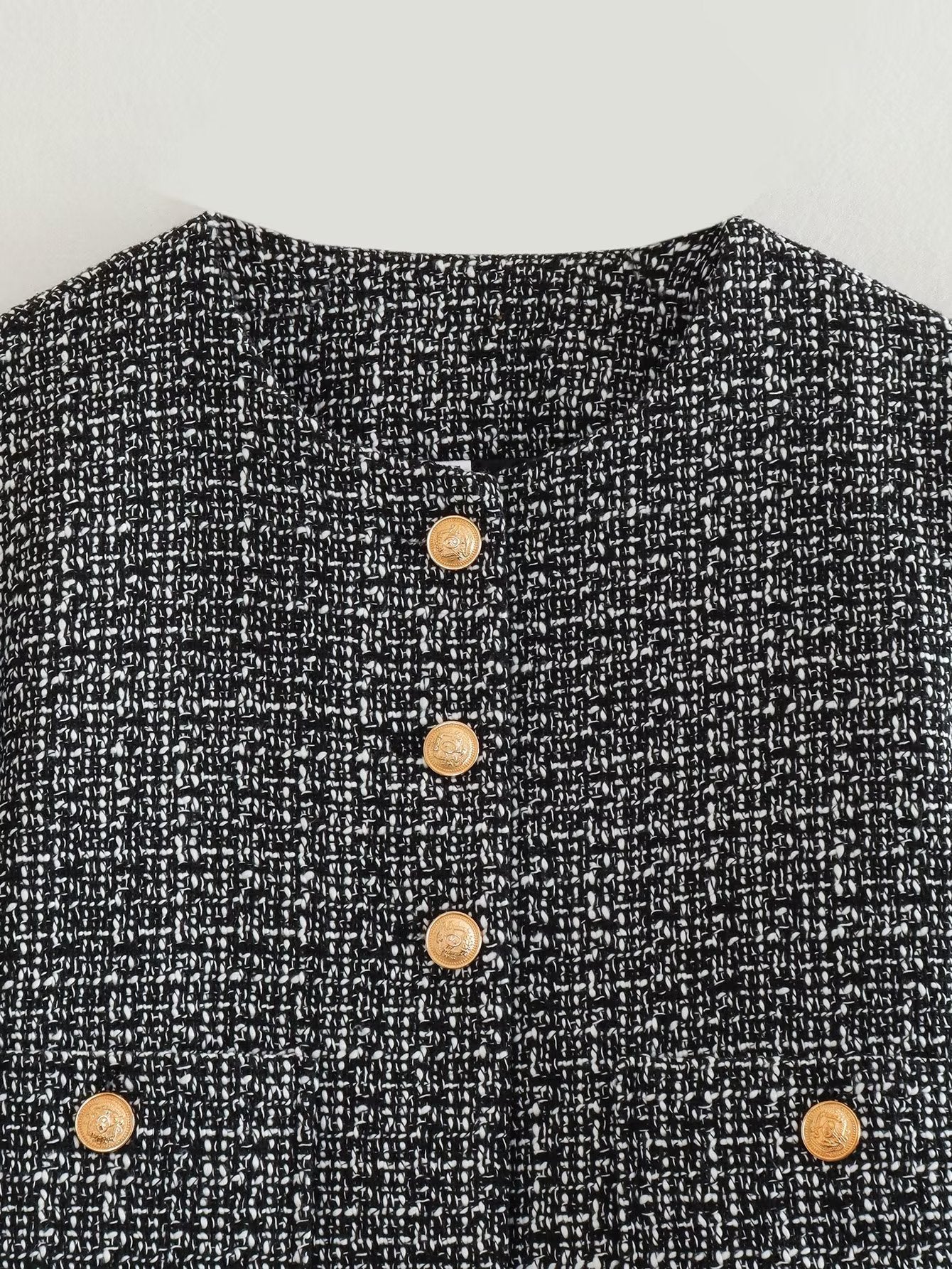 Dames Jas Bouclé Gouden Knopen Luxe Bessie