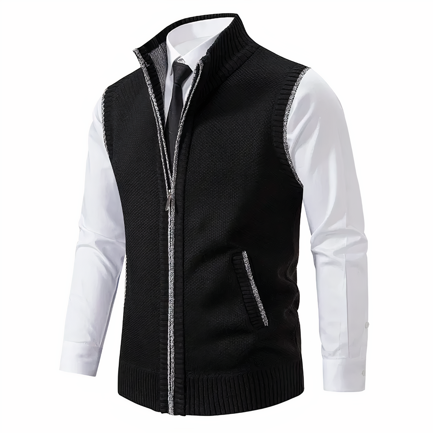 Heren Gebreide Zip-Up Gilet met Zakken