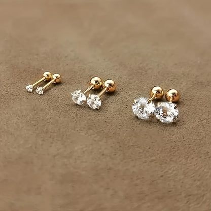 Titanium Oorknopjes met Zirkonia Steen Zilverkleurig Lumen