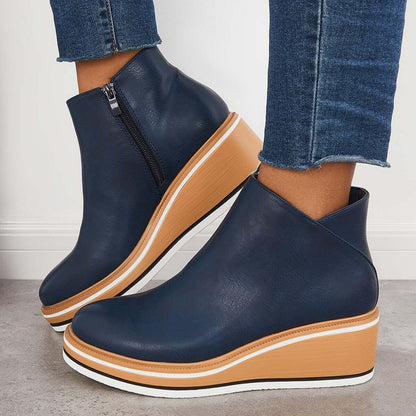 Elvora – Dames Enkelboots met Plateauzool en Rits