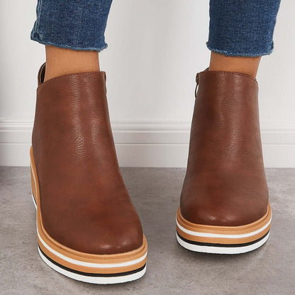 Elvora – Dames Enkelboots met Plateauzool en Rits