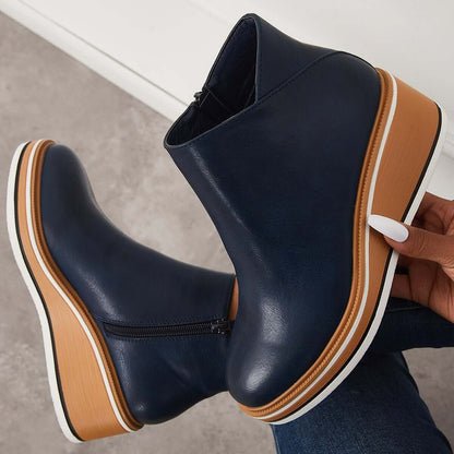 Elvora – Dames Enkelboots met Plateauzool en Rits