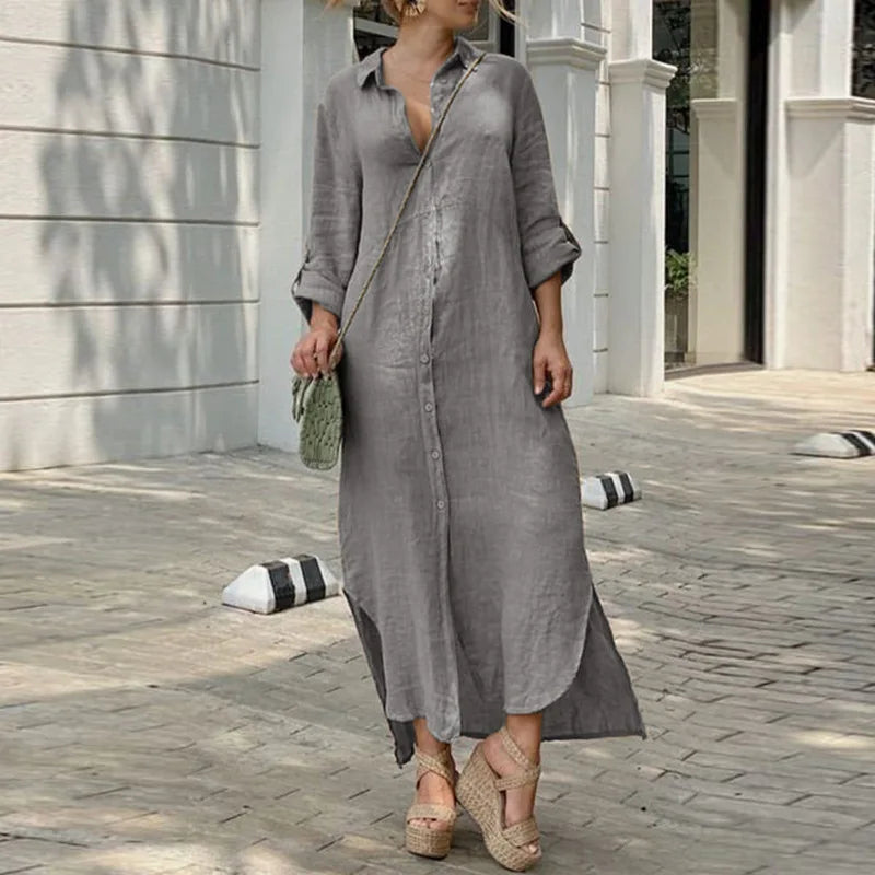 Zomerjurk van Katoen en Linnen voor Vrouw - Mode Vibes