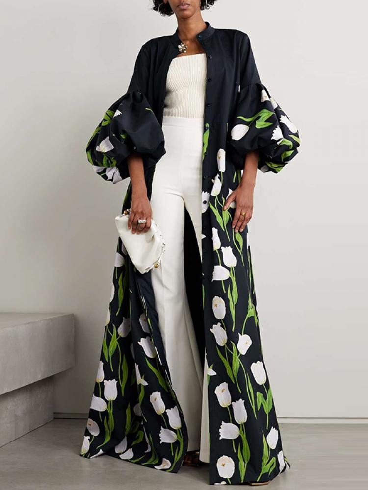 Vrouwen Trenchcoat Bloemenpatroon Elegant Design - Mode Vibes