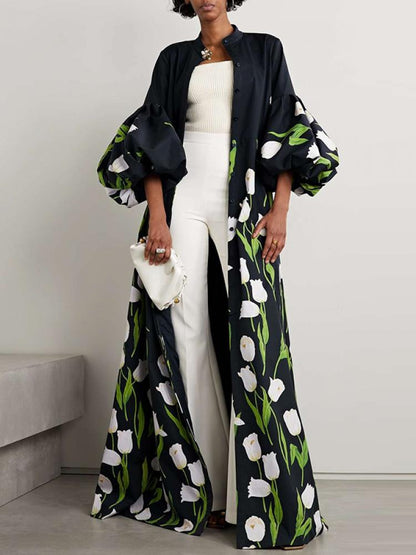Vrouwen Trenchcoat Bloemenpatroon Elegant Design - Mode Vibes