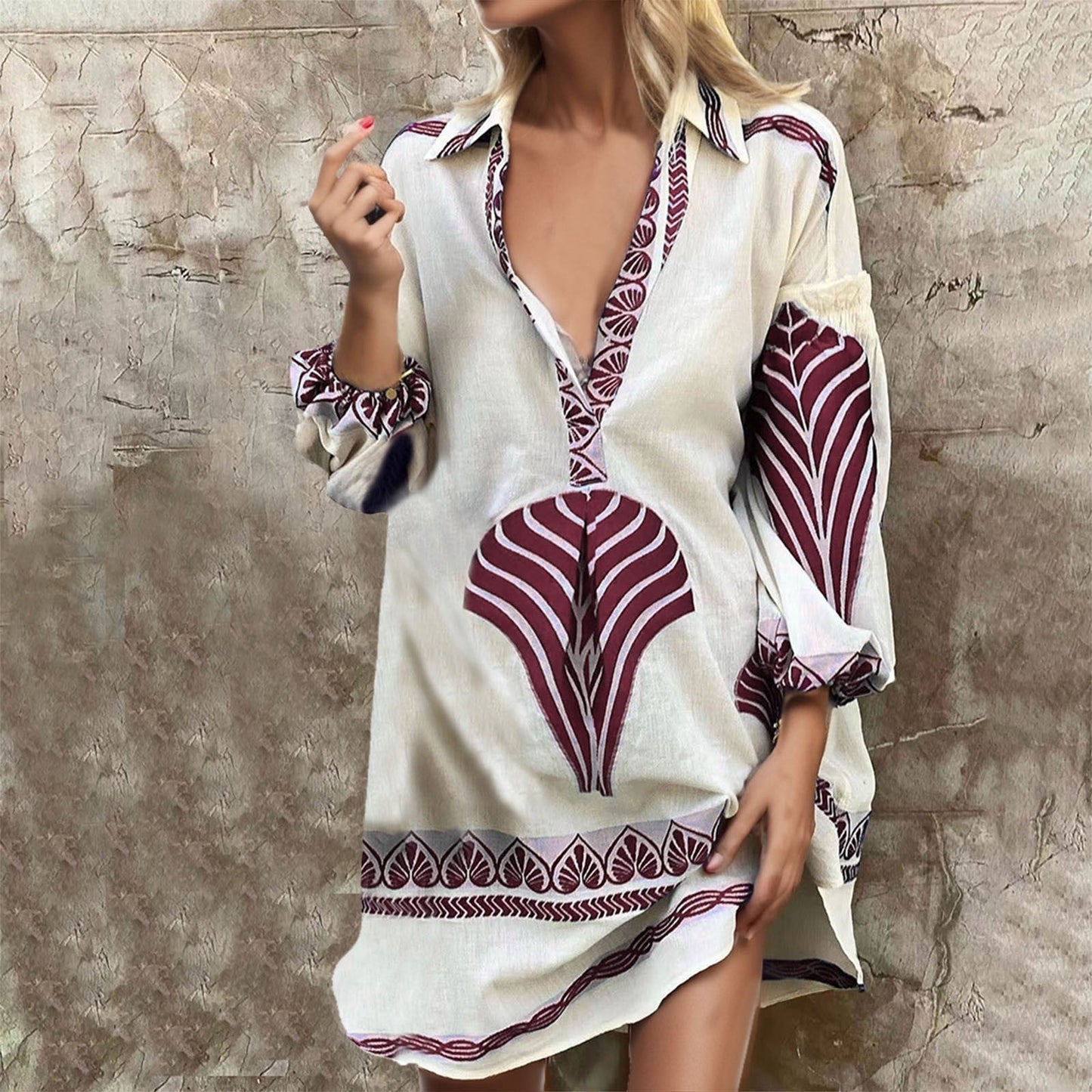 Vrouwen T-shirtjurk van Katoen en Linnen Zomerjurk - Mode Vibes