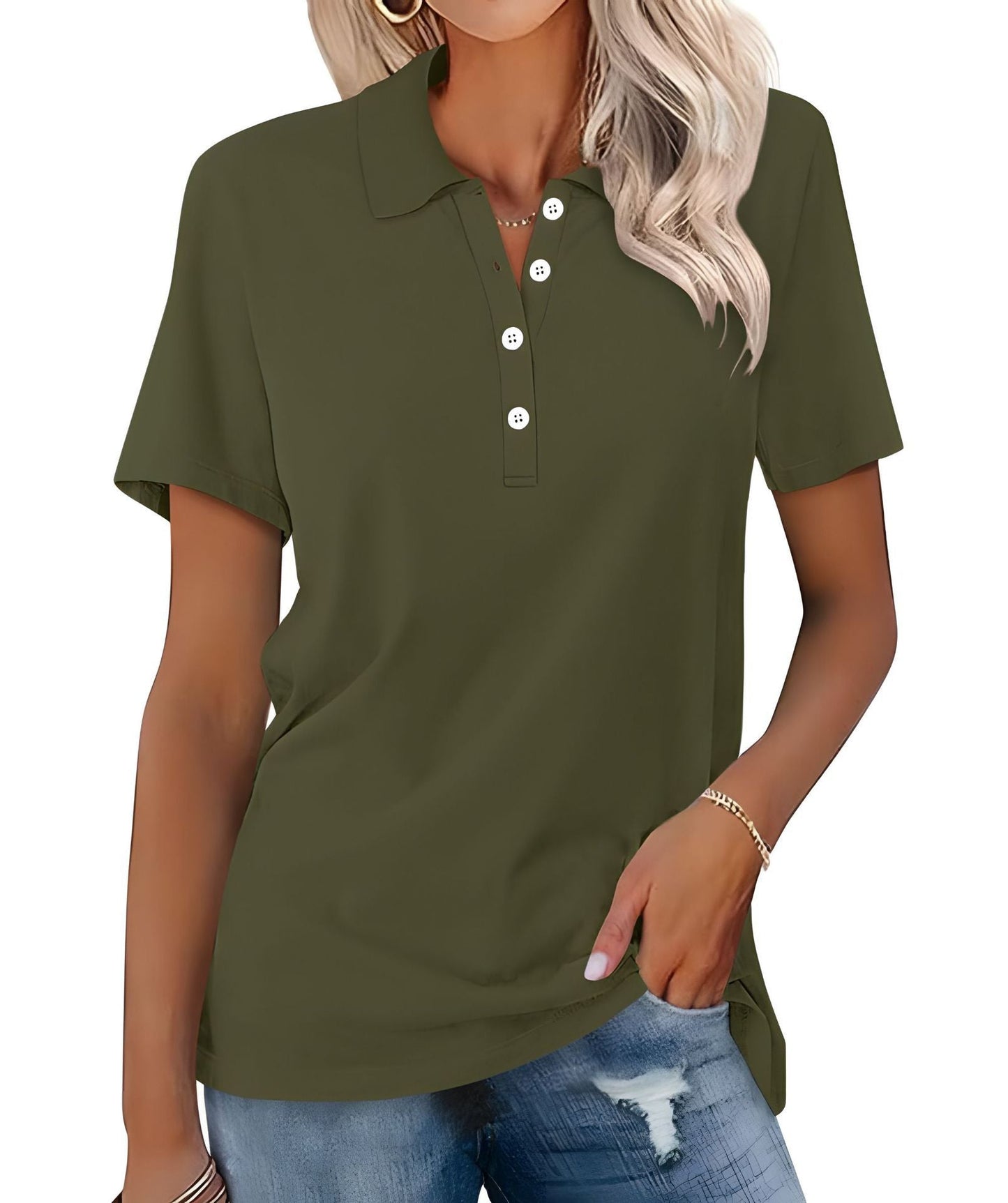 Dames Polo Top Kortemouw Basic Zomer