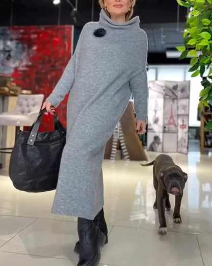 Damesjurk Elegante Lange Jurk met Colkraag - Mode Vibes