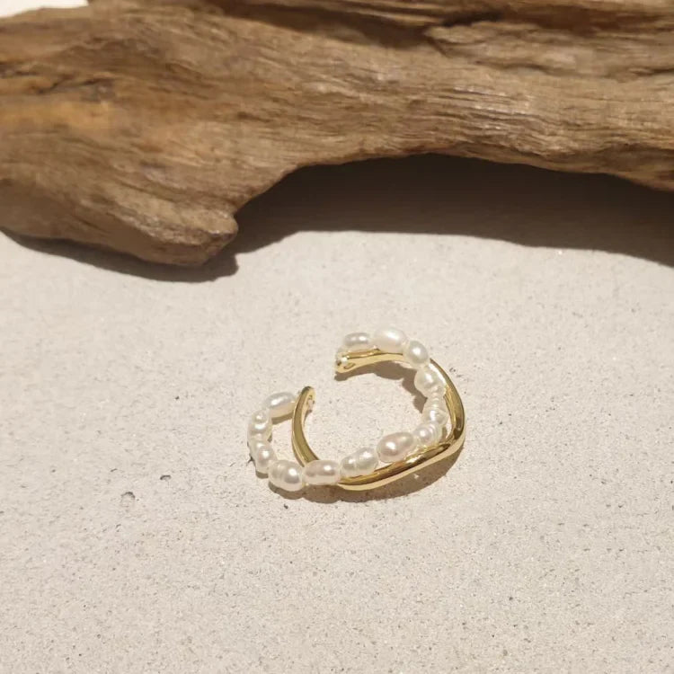 Gouden Ring met Zoetwaterparel Elegante Look