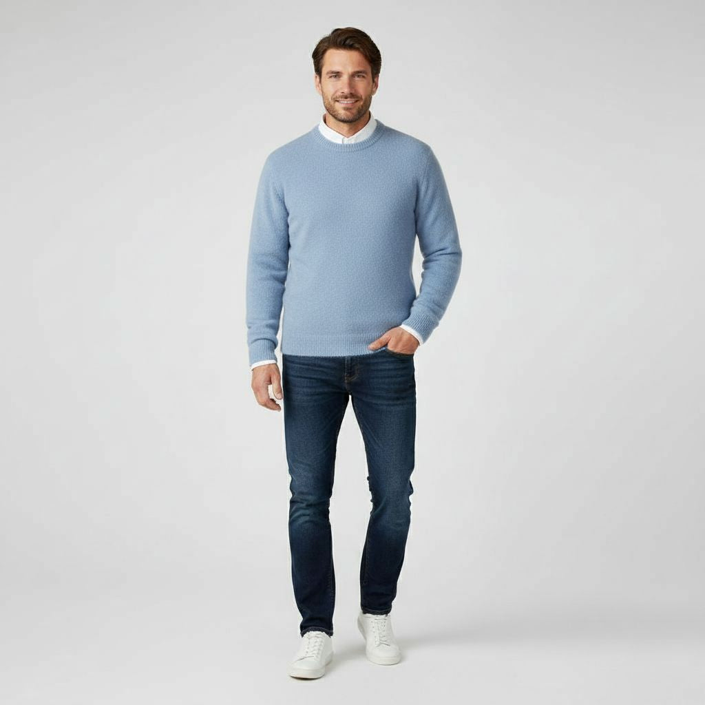 Stijlvolle Heren Trui met Kraag Detail en Elegant Design - Mode Vibes