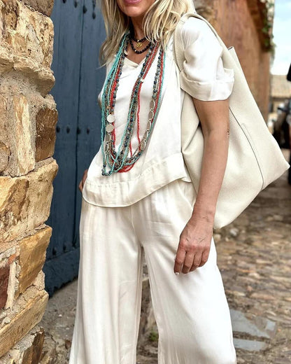 Comfortabele Zomerse Set Top en Broek voor Vrouw