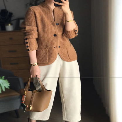 Dames Gebreide Vest met Chinese Kraag Luxe Look