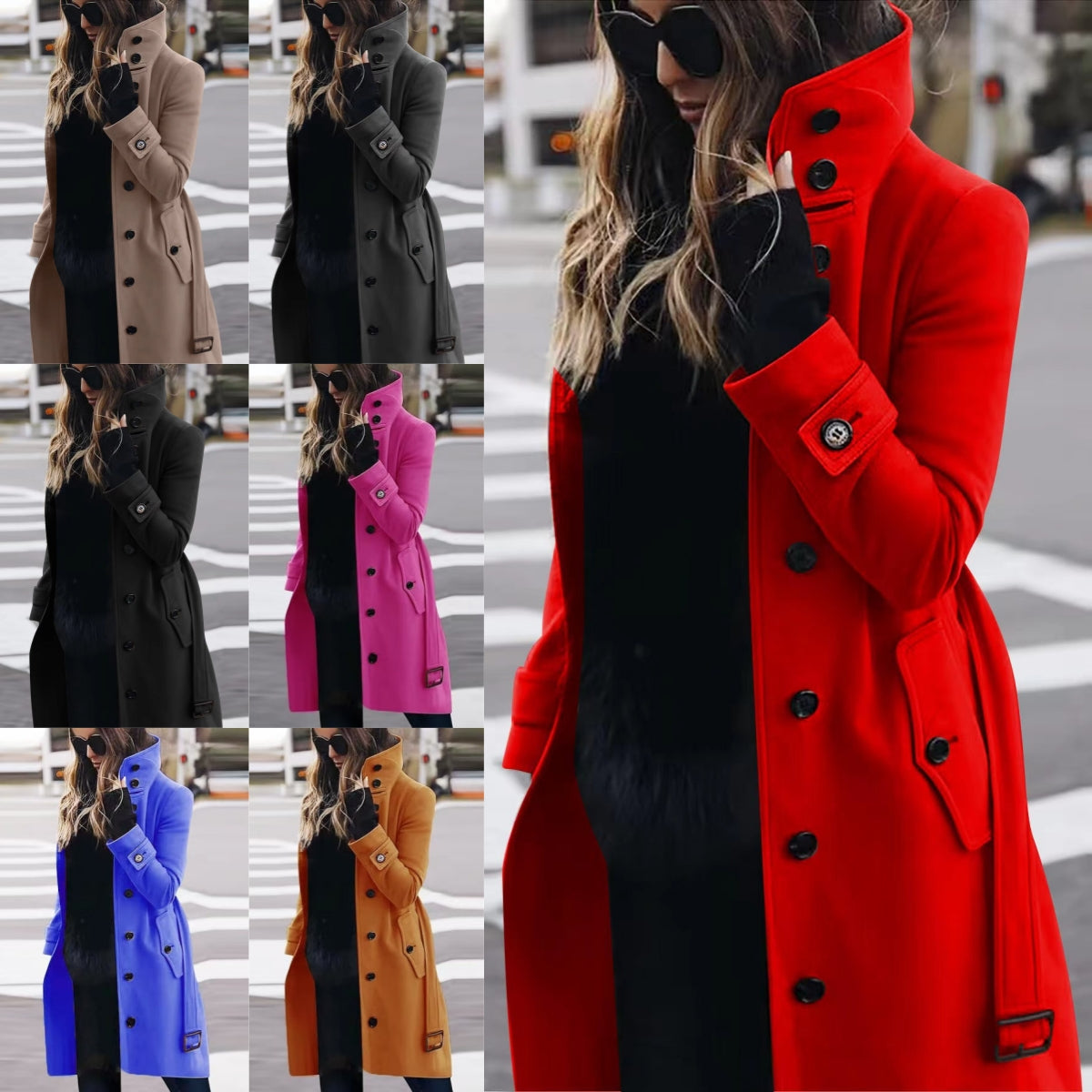 Dames Wollen Mantel Jas Warm en Elegант met Ceintuur