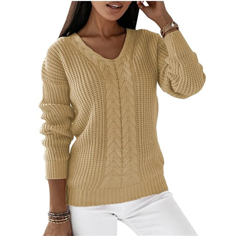 Dames Trui Gebreid V-hals Met Twist Detail - Mode Vibes
