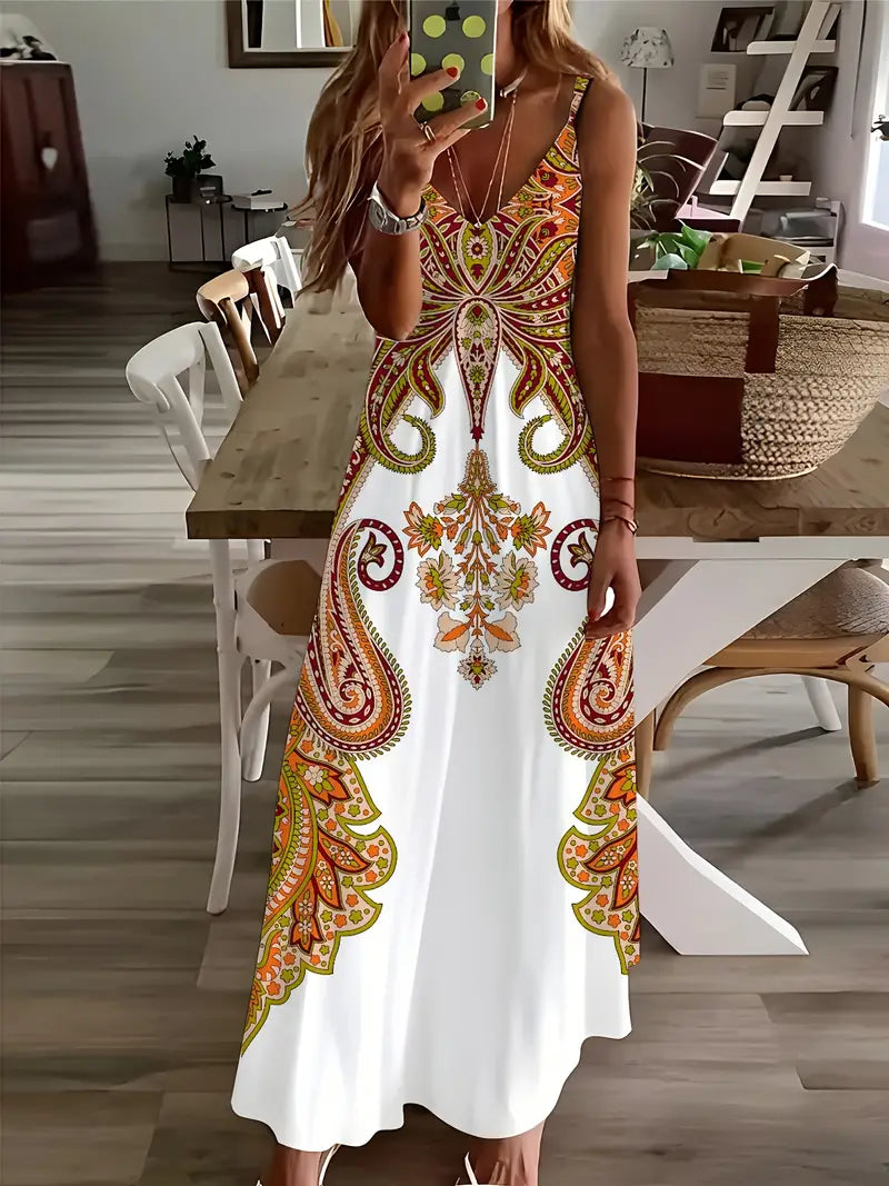 Maxi Jurk V-hals Bloemenprint Zomerjurk Dames - Mode Vibes
