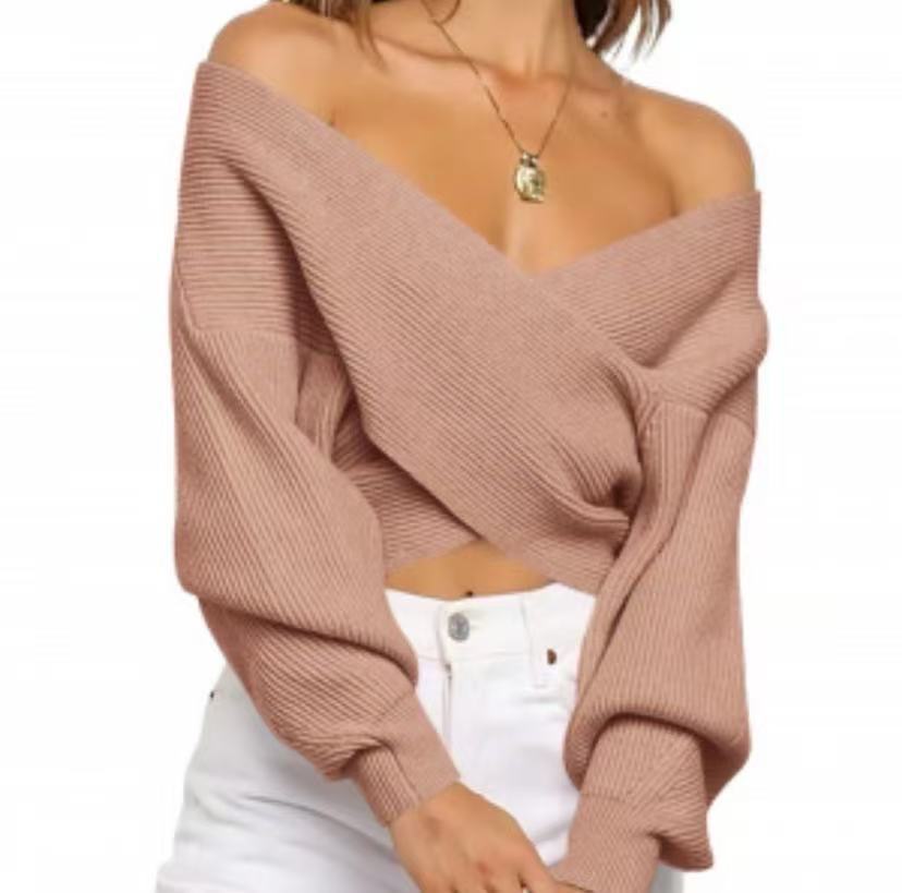 Dames Trui Gebreid V-Hals Overslag Trendy Design
