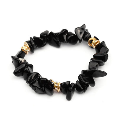 Natuursteen Armband met Kristallen en Kralen Zwart Celine
