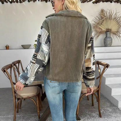 Dames Jas Patchwork Detail Elegante Mode