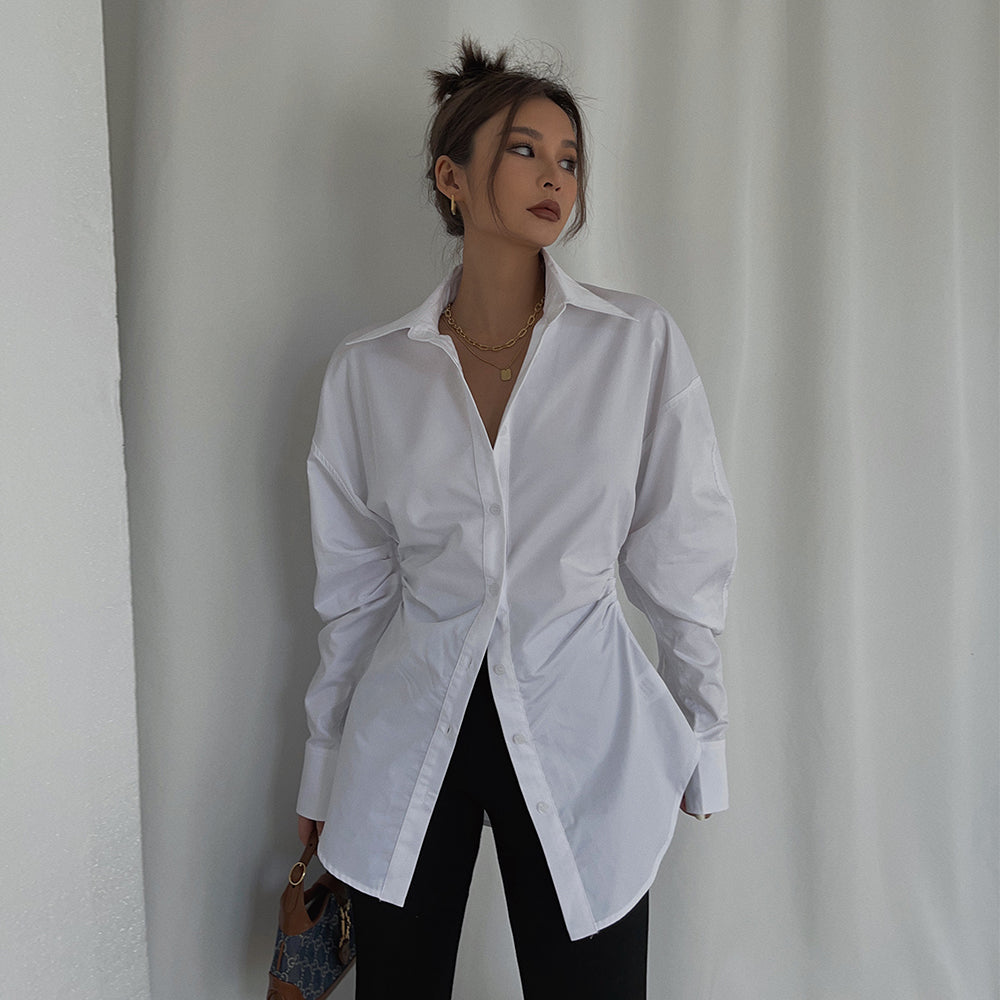 Dames Blouse Katoen Kraag Modern Design Hazel - Mode Vibes
