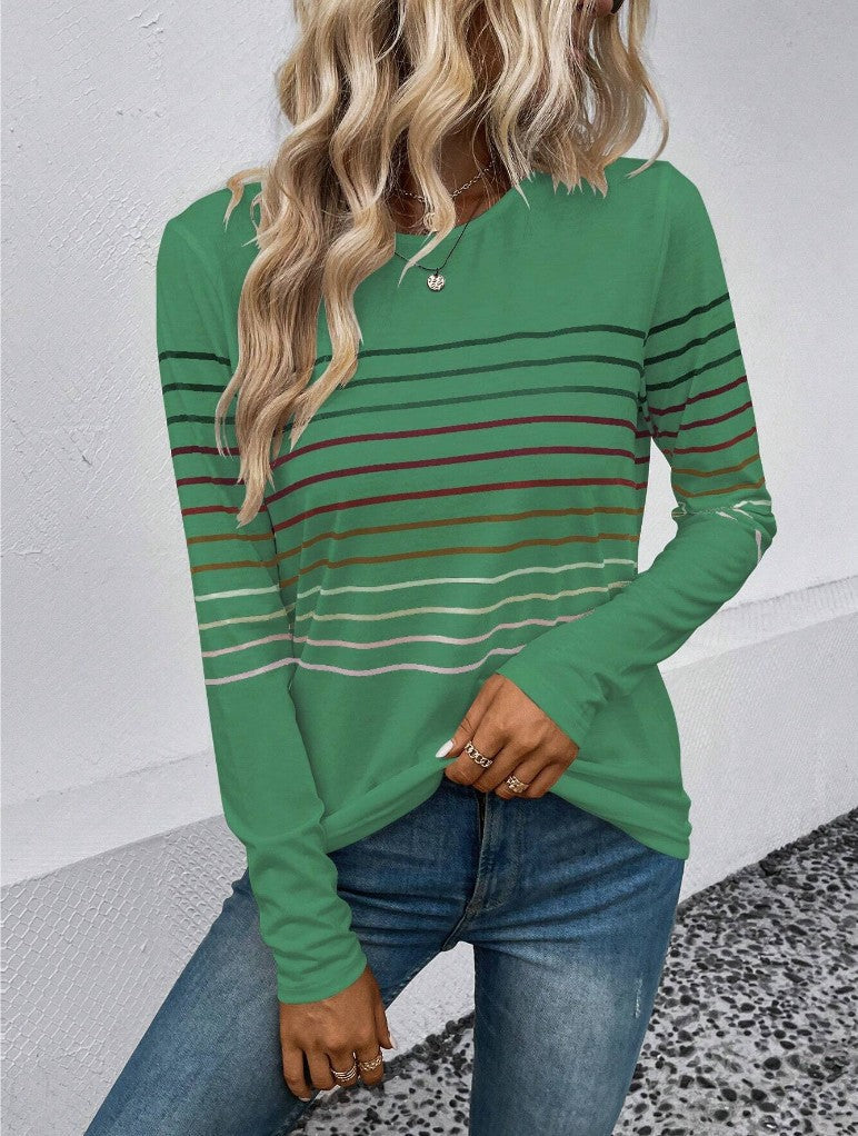 Dames T-shirt Lange Mouwen Streepjes Basic Stijlvol