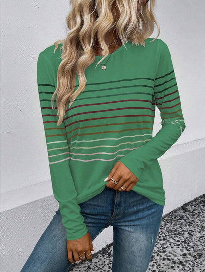 Dames T-shirt Lange Mouwen Streepjes Basic Stijlvol