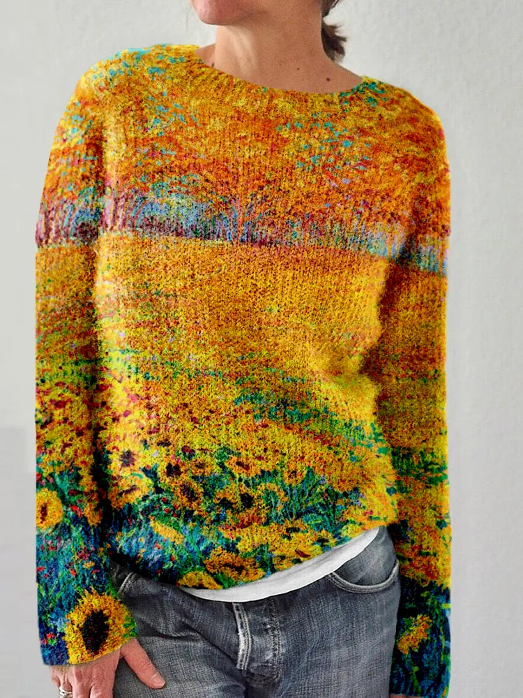 Vrouwelijke Trui met Zonnebloemprint Norelle - Mode Vibes