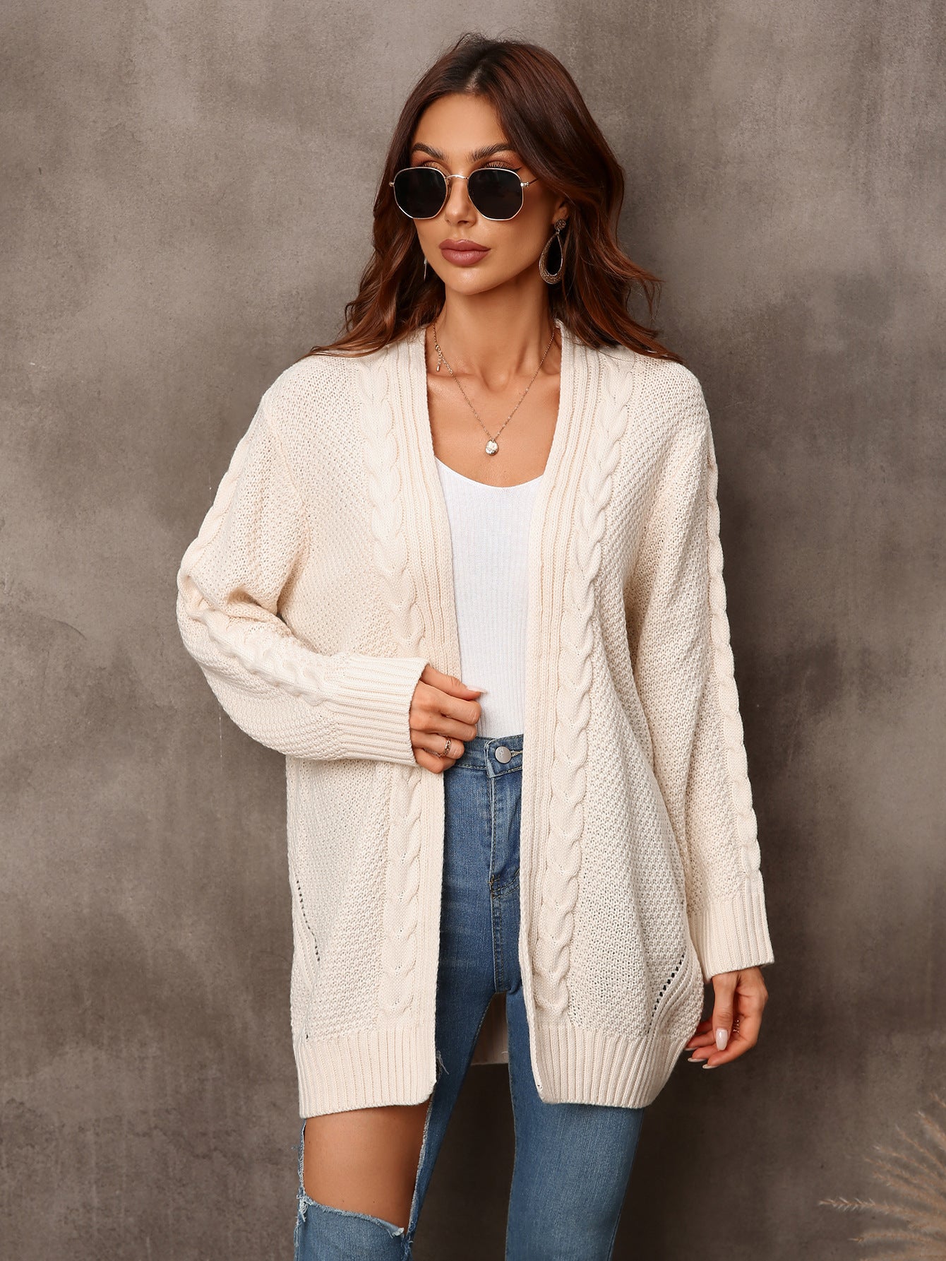 Dames Gebreide Vest met Kabelpatroon Warm en Stijlvol