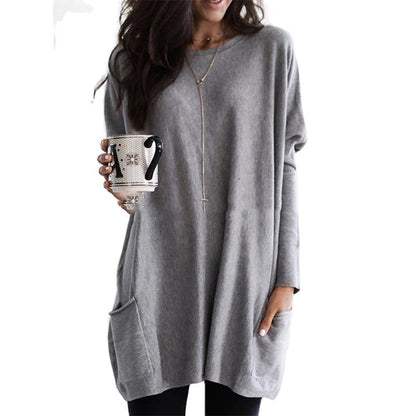 Dames Top met Lange Mouwen en Zakken Basis Collectie
