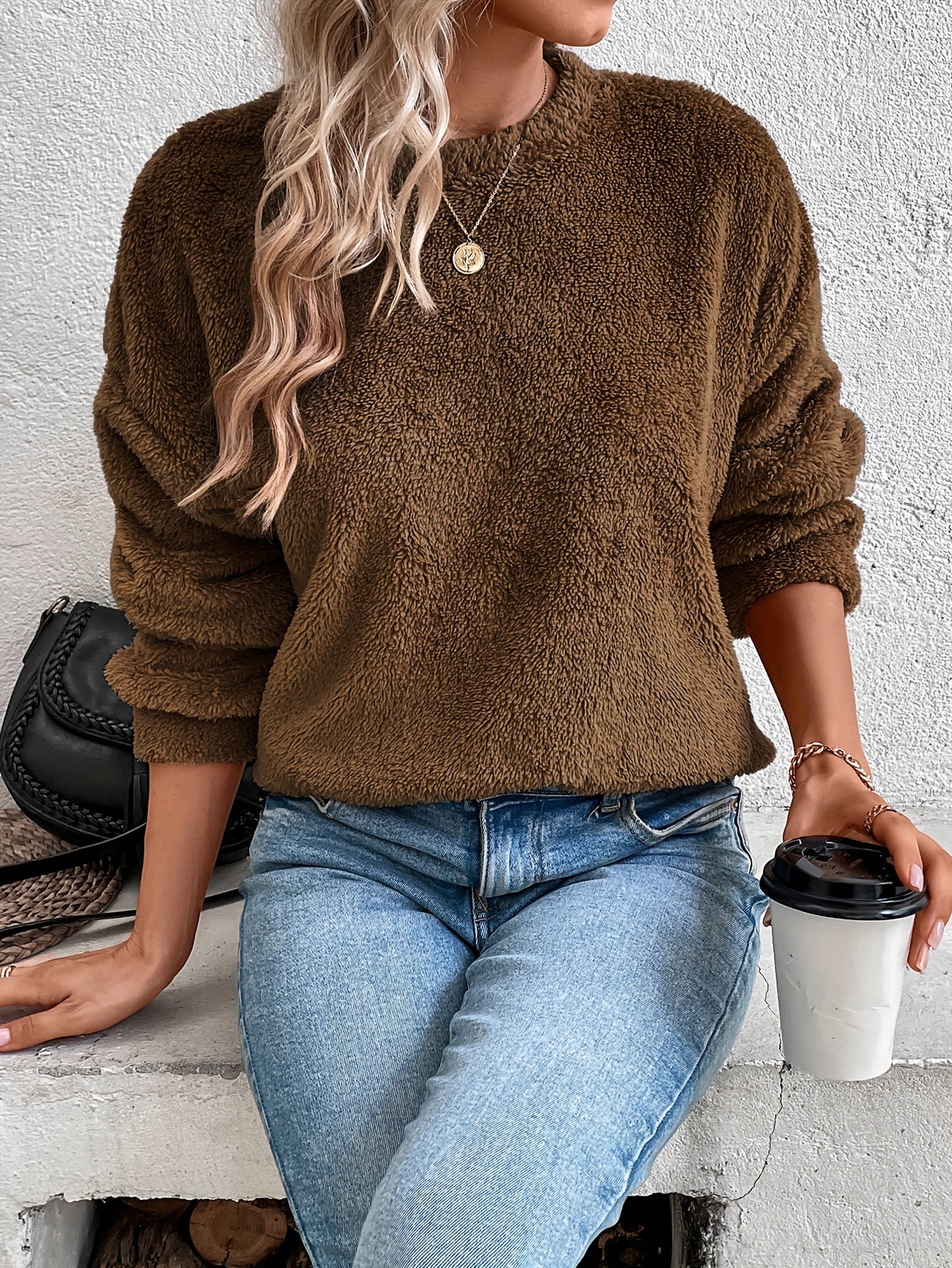 Zachte Teddy Trui Sweatshirt Comfortabel Warm