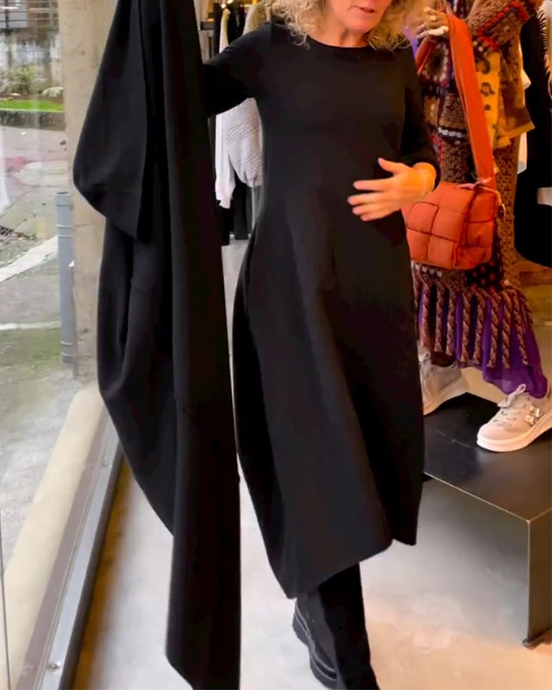 Zwarte Midi Jurk Klassiek Elegante Stijl