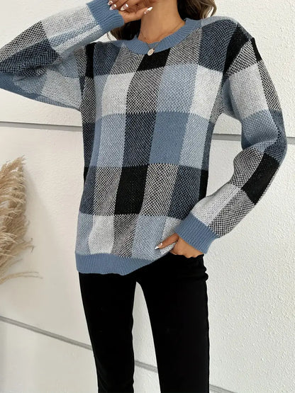 Trui met Ruitpatroon Warm en Stijlvol - Mode Vibes