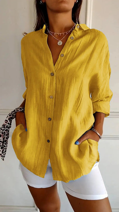 Dames Blouse Luchtige Knoopsluiting Zomerse Stijl