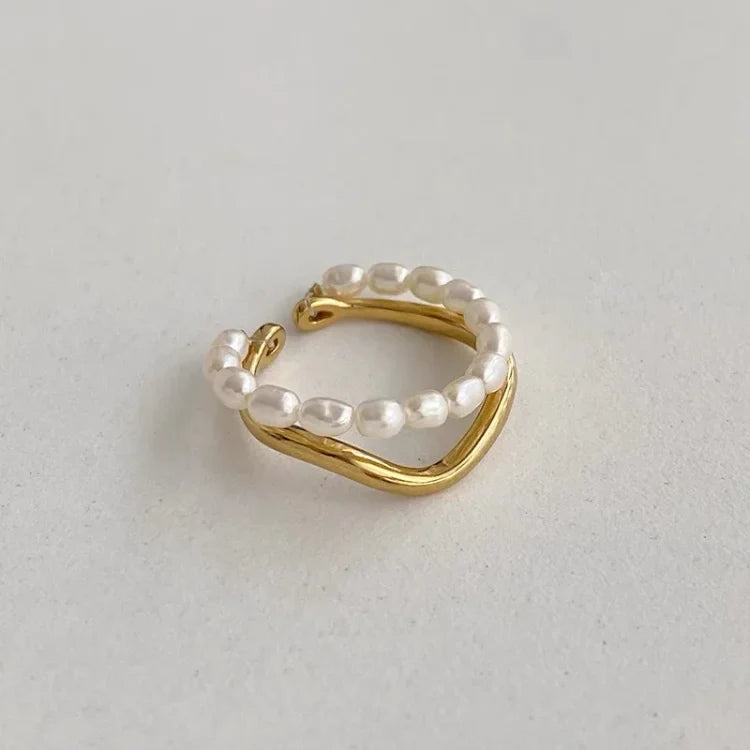 Gouden Ring met Zoetwaterparel Elegante Look