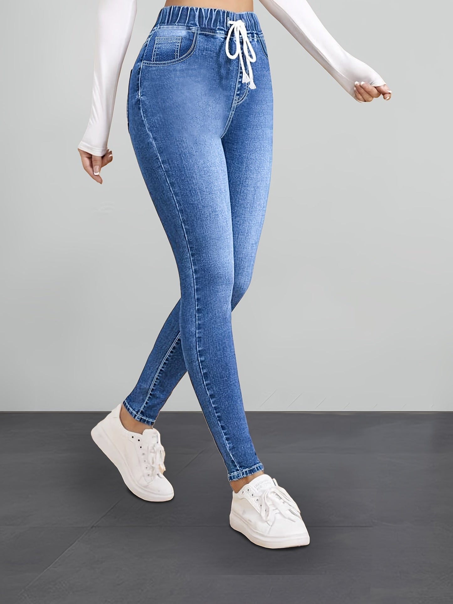 Stretchbroek Jegging Slim Fit Elastische Waistband Denim Look
