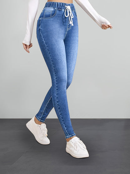 Stretchbroek Jegging Slim Fit Elastische Waistband Denim Look