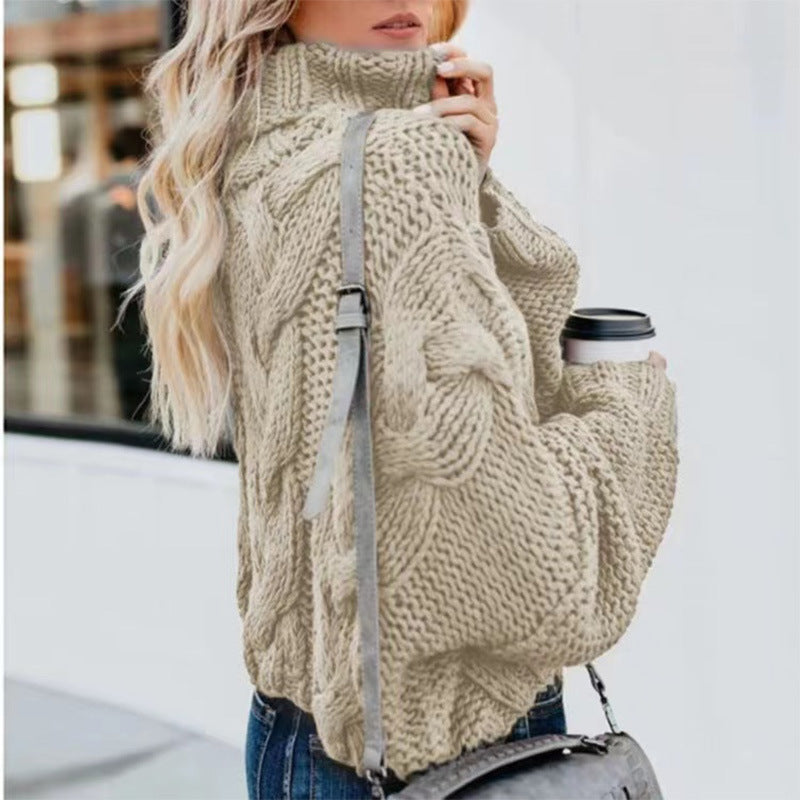 Dames Coltrui Oversized met Kabelpatroon Lange Mouwen