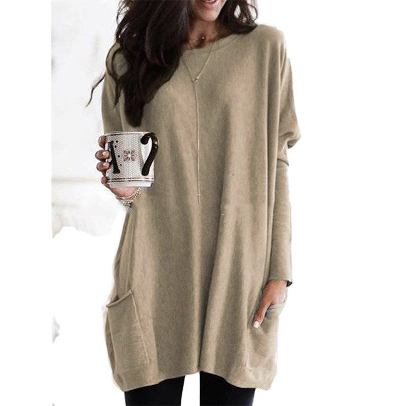 Dames Top met Lange Mouwen en Zakken Basis Collectie