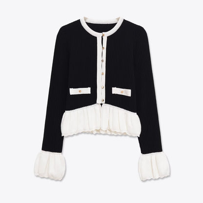 Dames Gebreid Vest Parijs Look met Volant en Knopen
