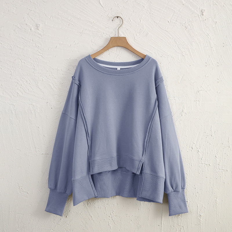 Dames Sweater Warm Losse Pasvorm Met Rauwe Randen