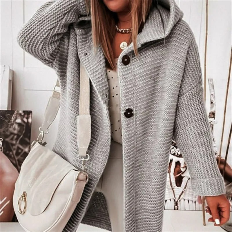 Elegante Dames Cardigan met Capuchon – Kasjmier Look
