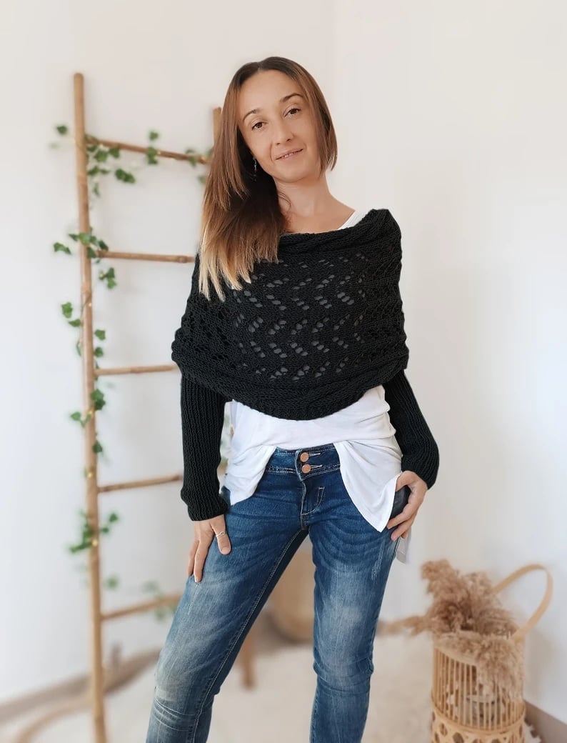Glansvol Moda | Elegant Zachte Schouderdoek Trui | Stijlvol en Comfortabel