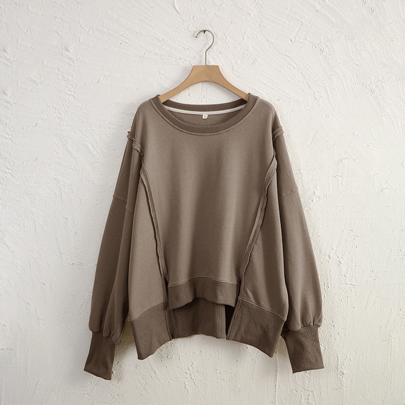 Dames Sweater Warm Losse Pasvorm Met Rauwe Randen