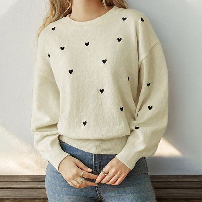Dames Trui Gebreid met Hartjes Stijlvol Elegante Look