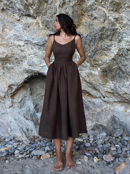Zomerjurk Linnen Elegante Fit en Flare Jurk