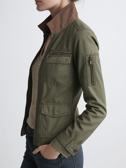 Dames Cargo Jas met Utility Zakken – Olijfgroen