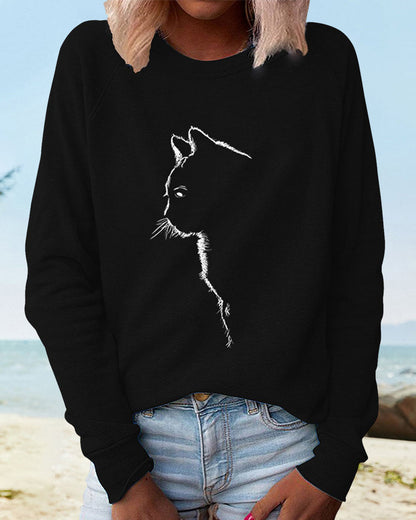 Kattenprint Sweatshirt met Pootafdrukken - Mode Vibes